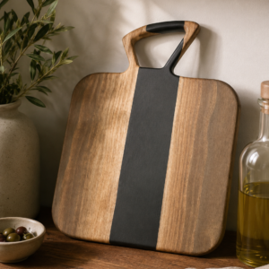 Walnut charcuterie board with black resin