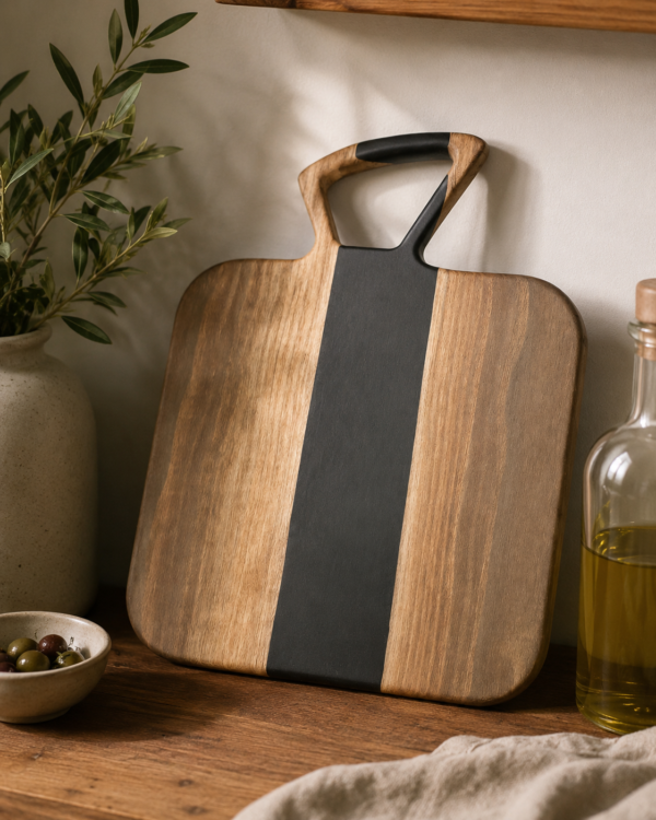Walnut charcuterie board with black resin