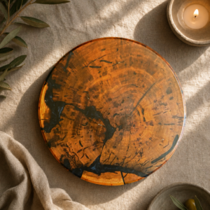 Circular Small Cherry and Blue Resin charcuterie board