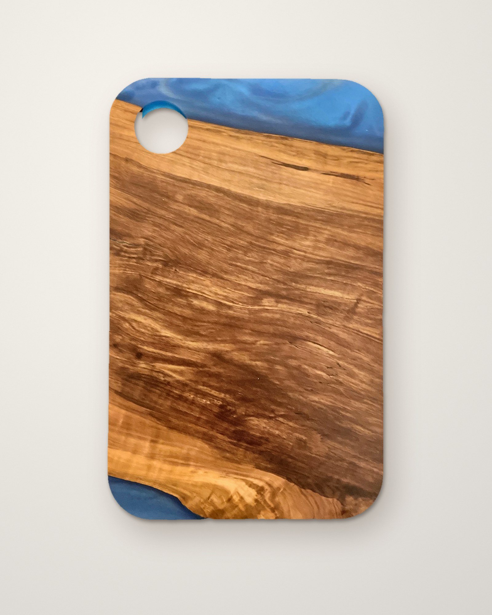 Applewood & Blue Resin Board with Hanging Hole